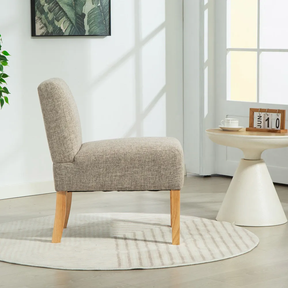 Selina Armless Accent Chair - Light Brown, Fabric