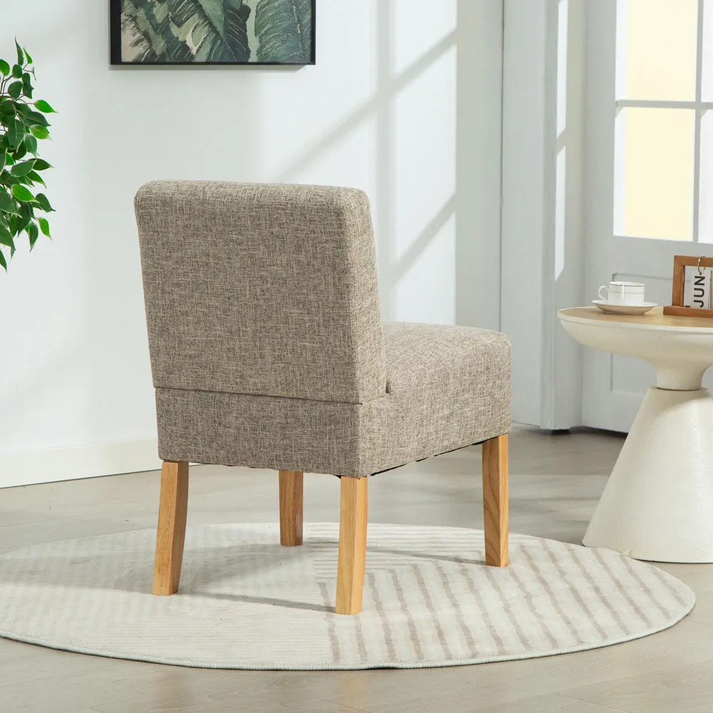 Selina Armless Accent Chair - Light Brown, Fabric