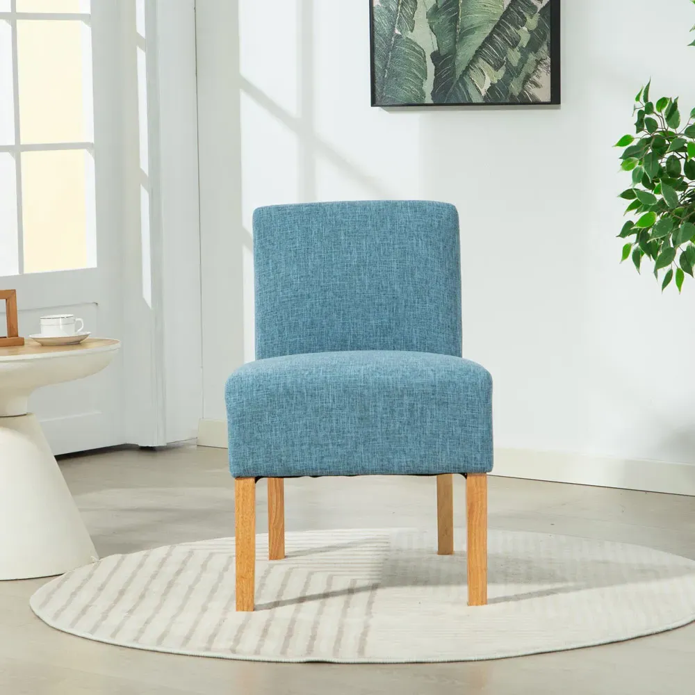Selina Armless Accent Chair - Teal, Fabric