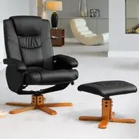 Severn Swivel Recliner Chair with Footstool - Black