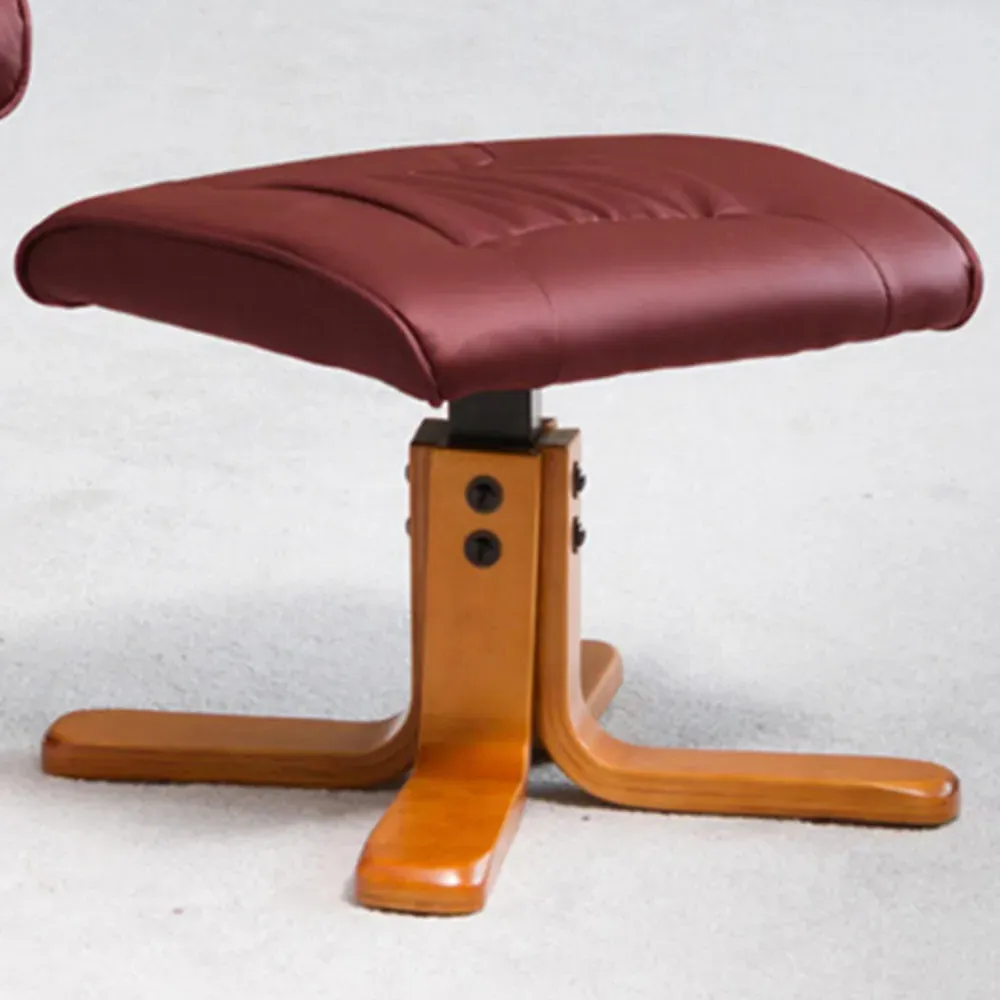 Severn Swivel Recliner Chair with Footstool - Burgundy