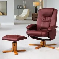 Severn Swivel Recliner Chair with Footstool - Burgundy