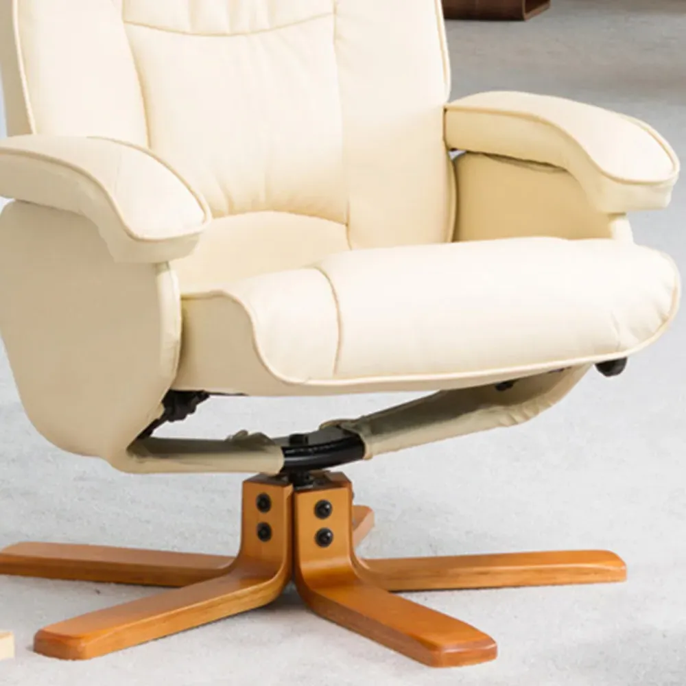 Severn Swivel Recliner Chair with Footstool - Cream