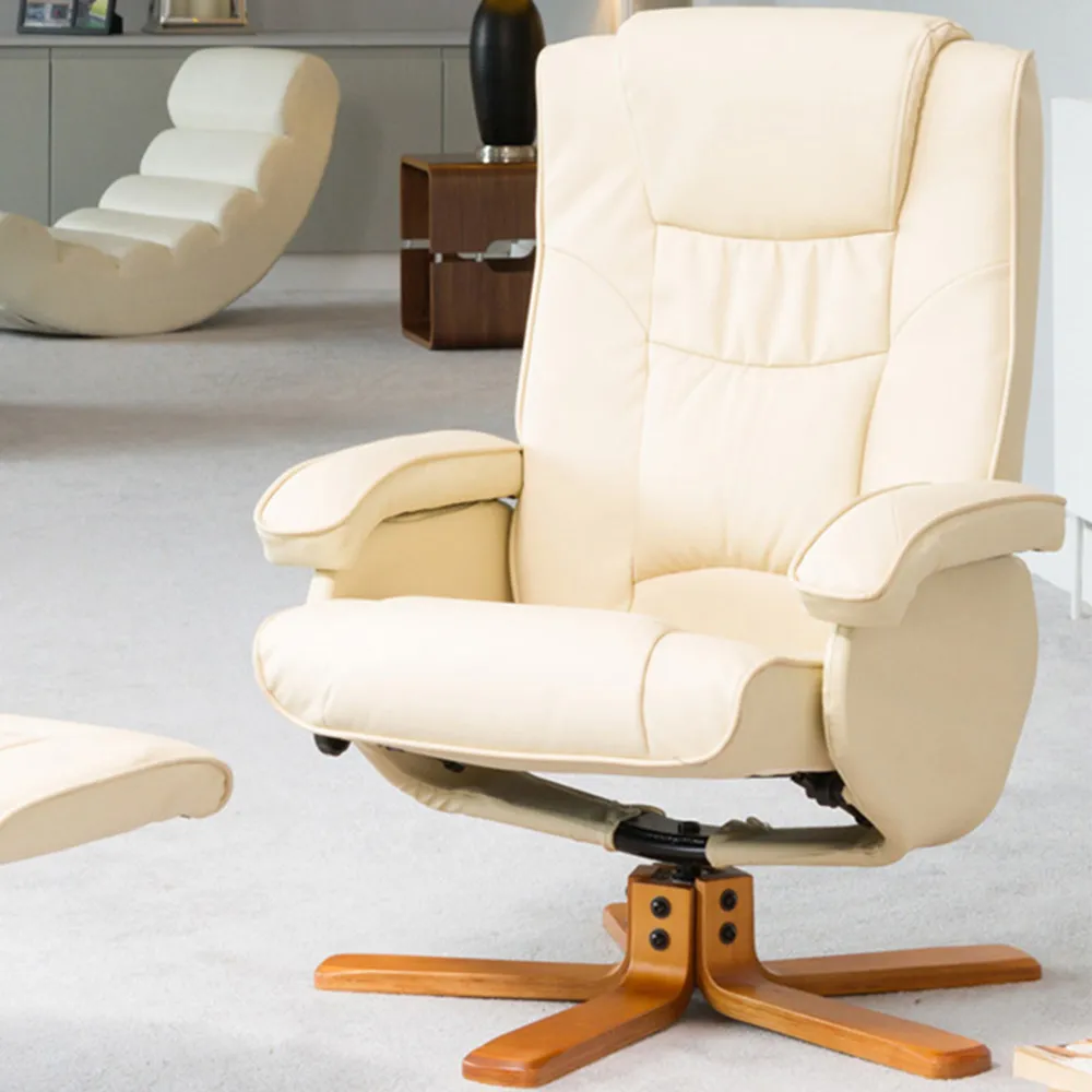 Severn Swivel Recliner Chair with Footstool - Cream