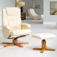 Severn Swivel Recliner Chair with Footstool - Cream