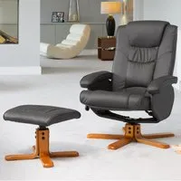 Severn Swivel Recliner Chair with Footstool - Grey