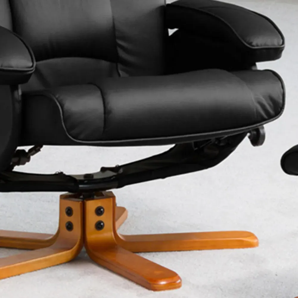 Severn Swivel Recliner Chair with Massage and Heat - Black