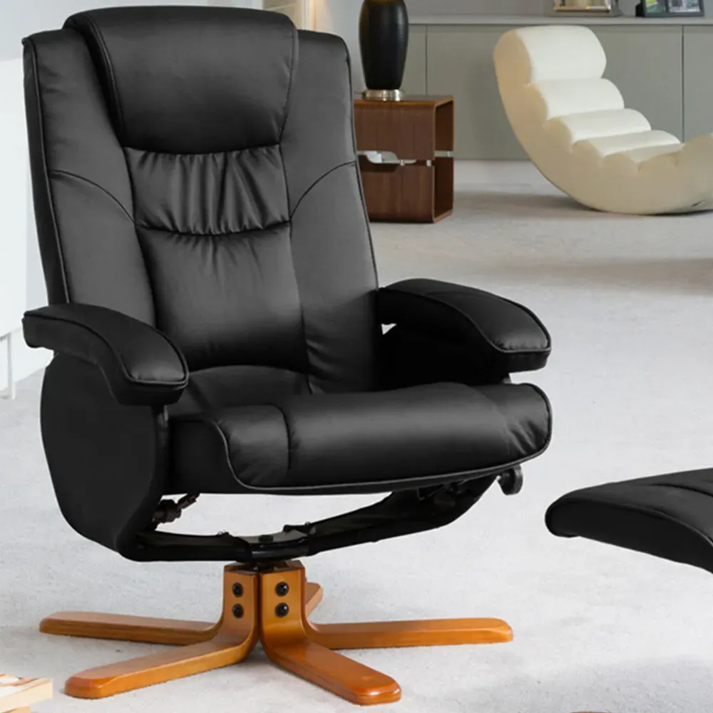 Severn Swivel Recliner Chair with Massage and Heat - Black