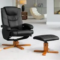 Severn Swivel Recliner Chair with Massage and Heat - Black
