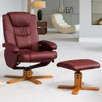 Severn Swivel Recliner Chair with Massage and Heat - Burgundy