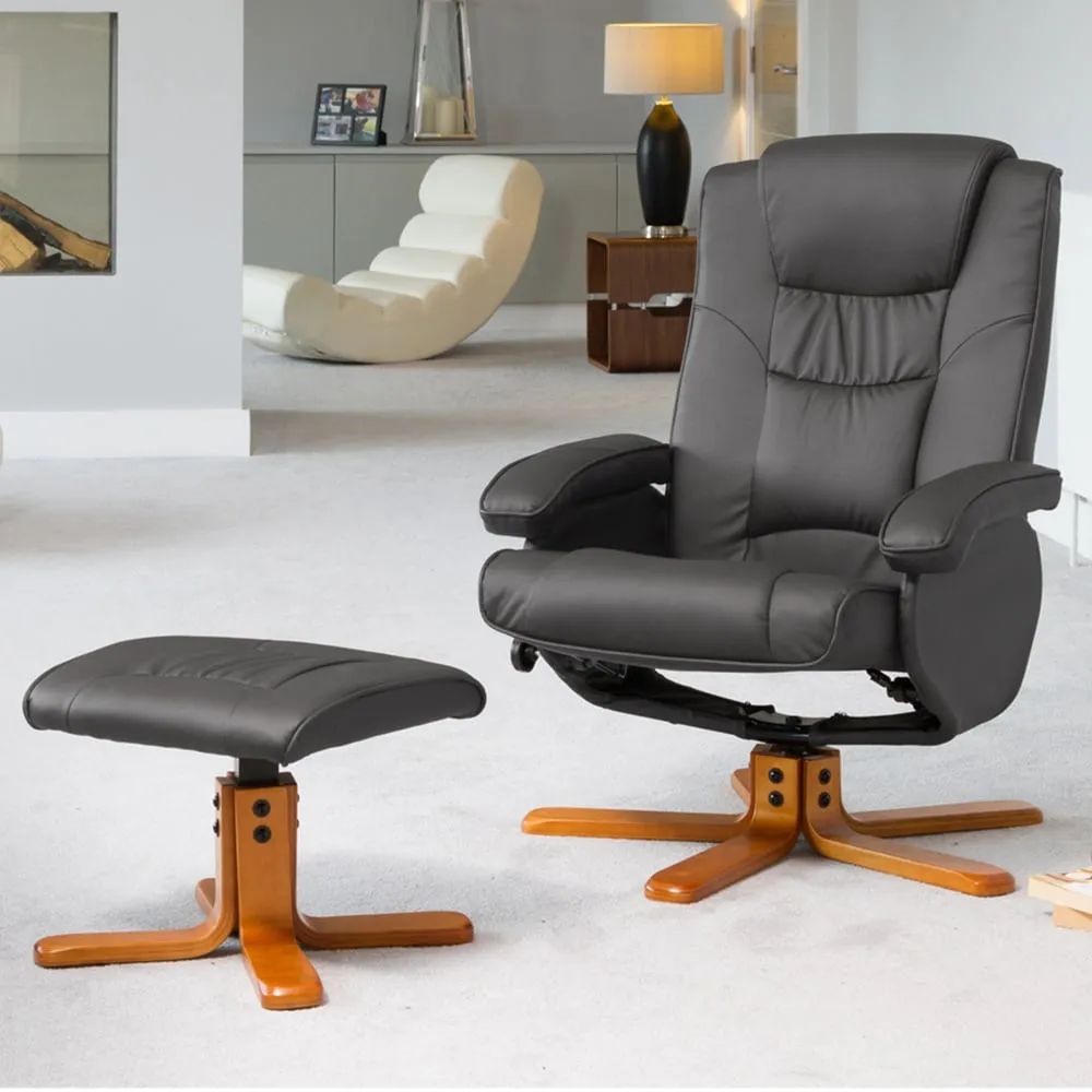 Severn Swivel Recliner Chair with Massage and Heat - Grey