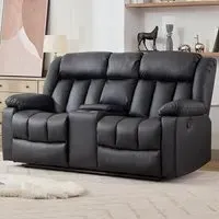 Sheridan 2-Seater Recliner Sofa with Console - Black, Leather