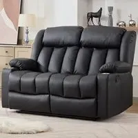 Sheridan 2-Seater Recliner Sofa with Cup Holders - Black, Leather