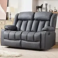 Sheridan 2-Seater Recliner Sofa with Cup Holders - Grey, Leather