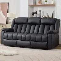 Sheridan 3-Seater Recliner Sofa with Console - Black, Leather