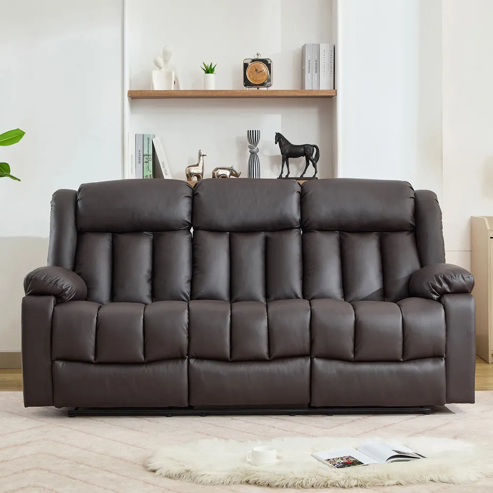 Sheridan 3-Seater Recliner Sofa with Console - Brown, Leather