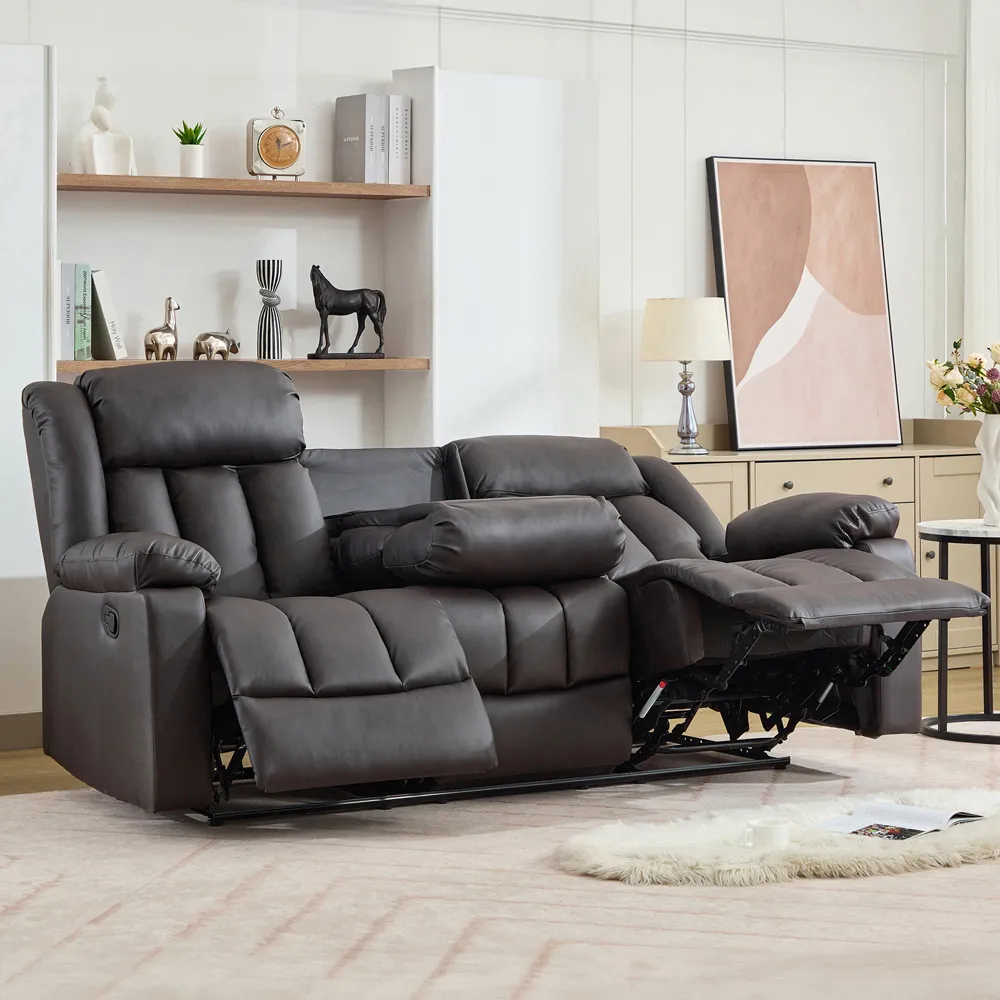 Sheridan 3-Seater Recliner Sofa with Console - Brown, Leather
