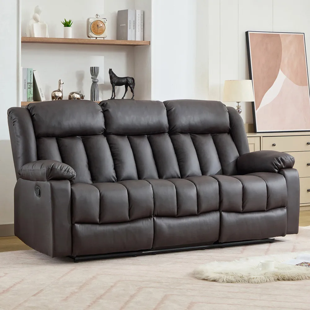 Sheridan 3-Seater Recliner Sofa with Console - Brown, Leather