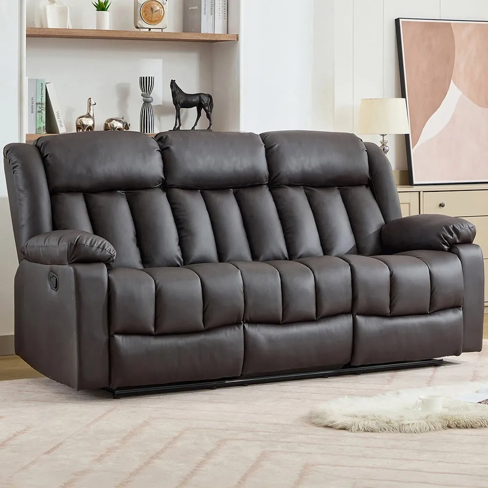 Sheridan 3-Seater Recliner Sofa with Console - Brown, Leather
