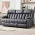 Sheridan 3-Seater Recliner Sofa with Console - Grey, Leather