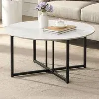 Solstice Round Coffee Table - White, Ceramic