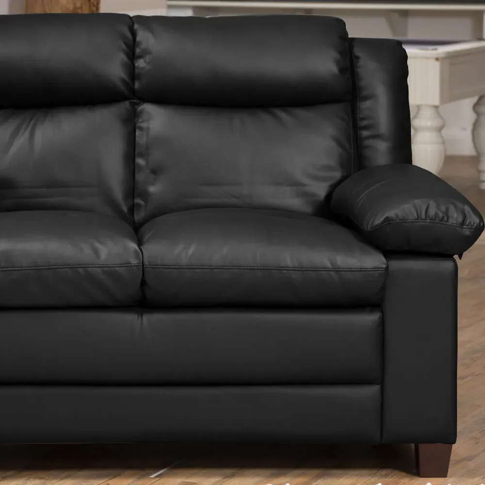 Standish 2-Seater Sofa - Black, Bonded Leather