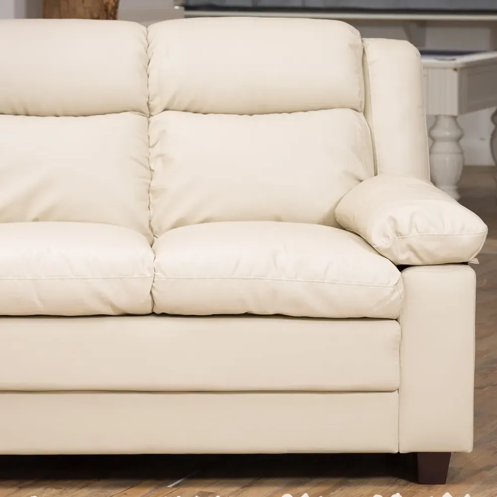 Standish 2-Seater Sofa - Cream, Bonded Leather