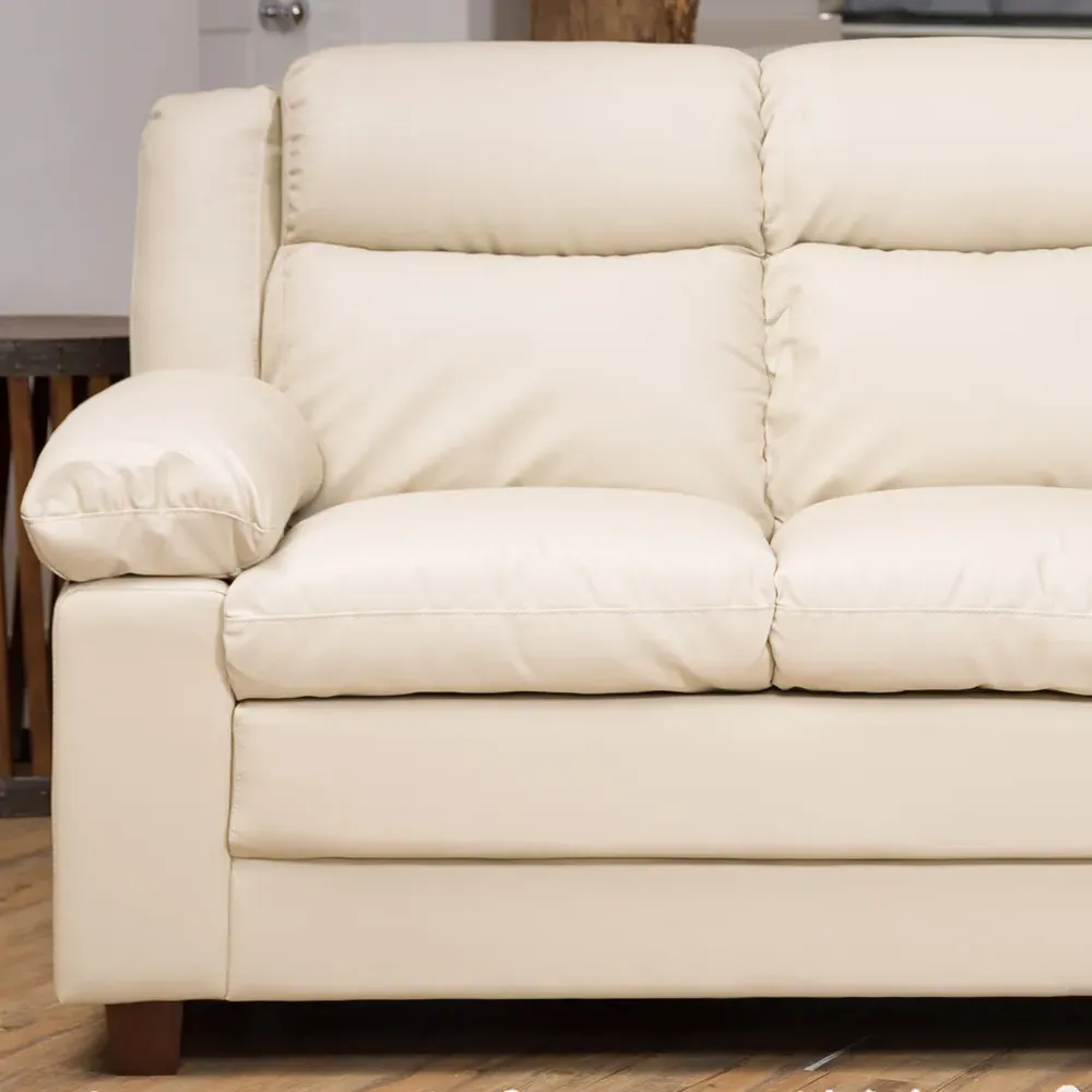 Standish 2-Seater Sofa - Cream, Bonded Leather