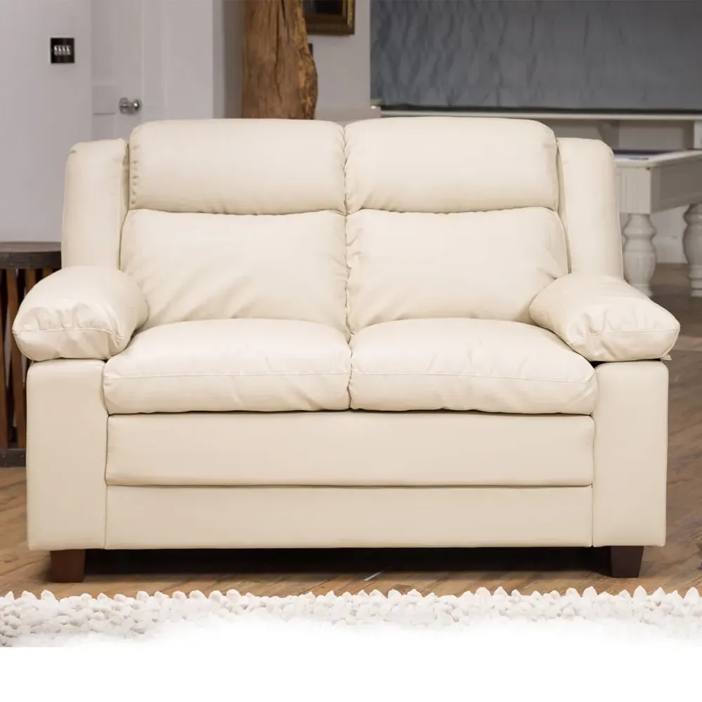 Standish 2-Seater Sofa - Cream, Bonded Leather