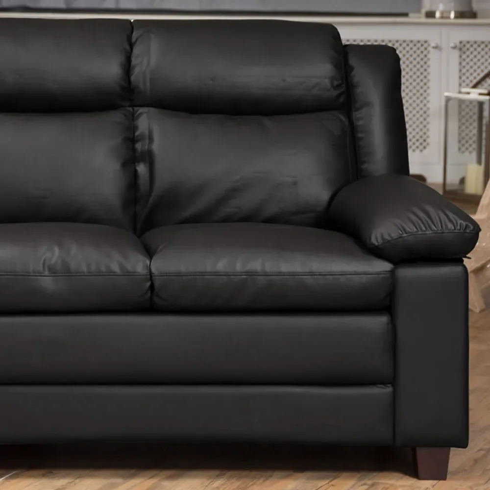 Standish 3-Seater Sofa - Black, Bonded Leather
