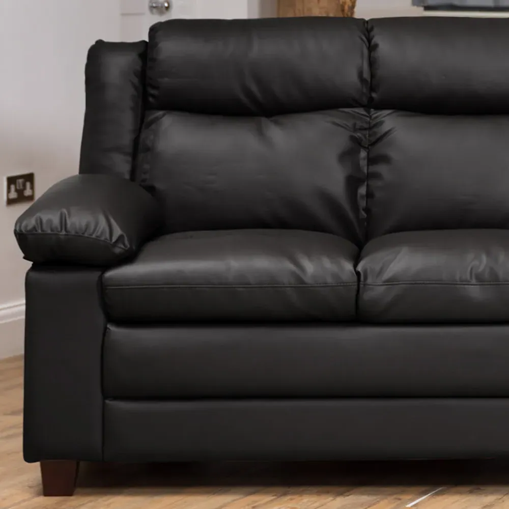 Standish 3-Seater Sofa - Black, Bonded Leather