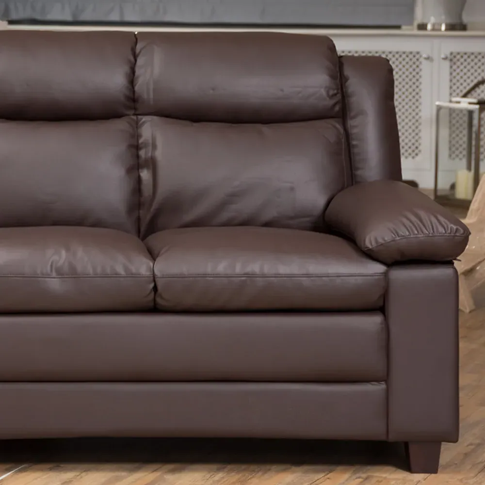 Standish 3-Seater Sofa - Brown, Bonded Leather
