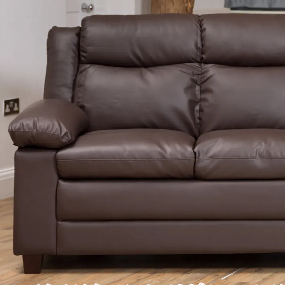Standish 3-Seater Sofa - Brown, Bonded Leather