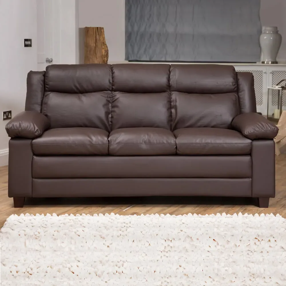 Standish 3-Seater Sofa - Brown, Bonded Leather