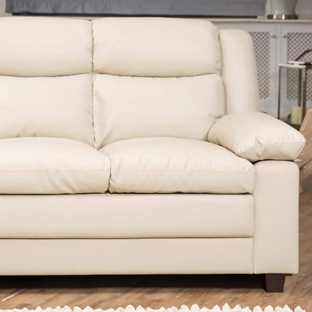 Standish 3-Seater Sofa - Cream, Bonded Leather