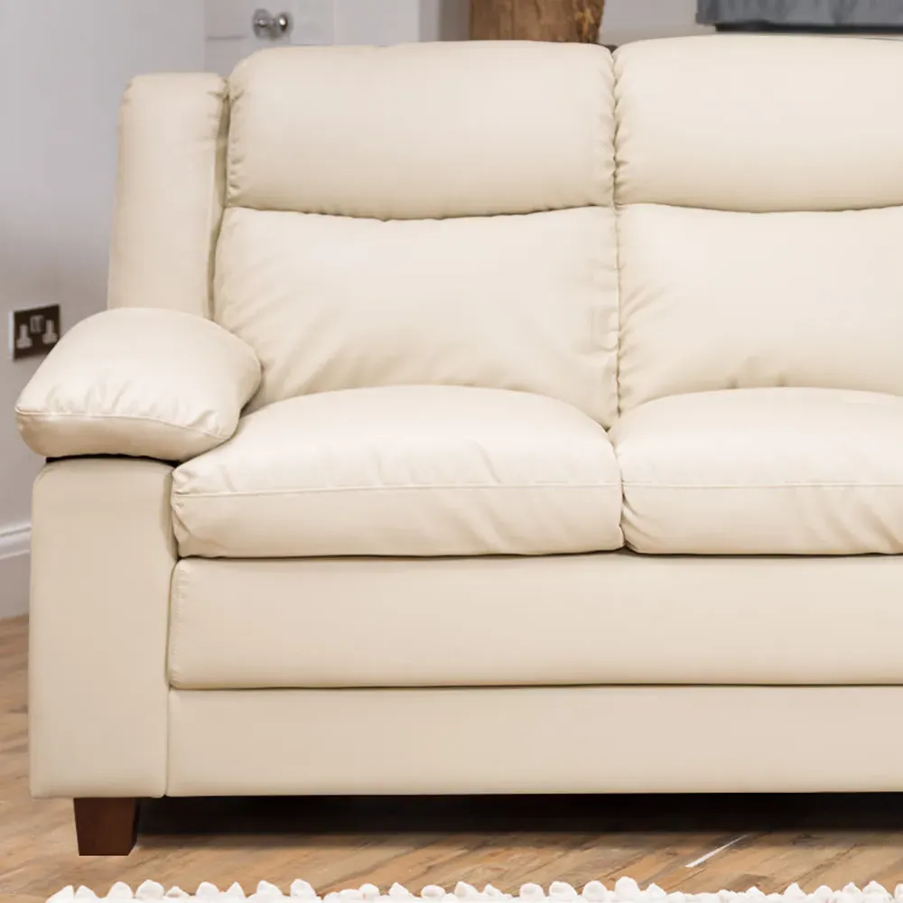 Standish 3-Seater Sofa - Cream, Bonded Leather