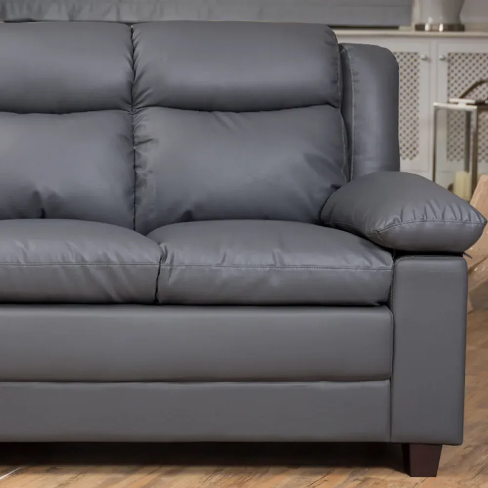 Standish 3-Seater Sofa - Grey, Bonded Leather
