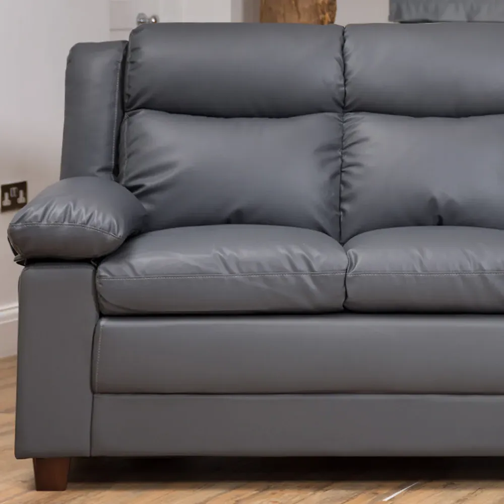 Standish 3-Seater Sofa - Grey, Bonded Leather