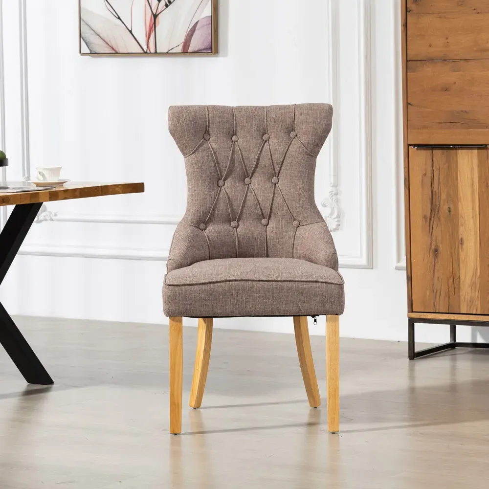 Tiana Set of 2 Dining Chairs - Dark Brown, Fabric