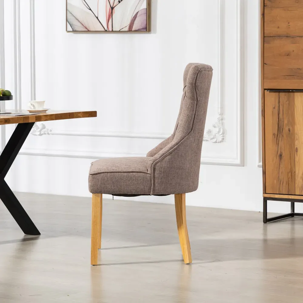 Tiana Set of 2 Dining Chairs - Dark Brown, Fabric