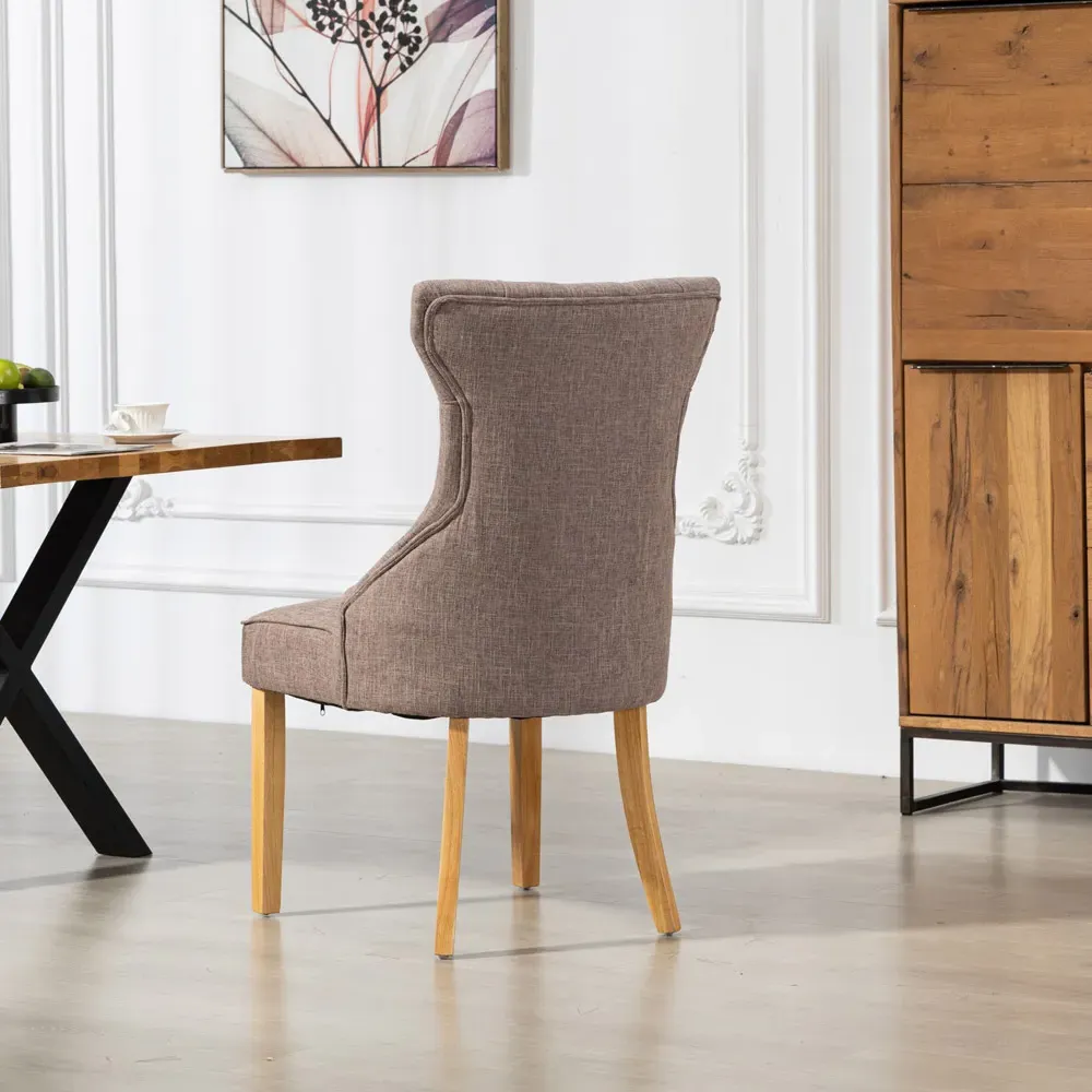 Tiana Set of 2 Dining Chairs - Dark Brown, Fabric