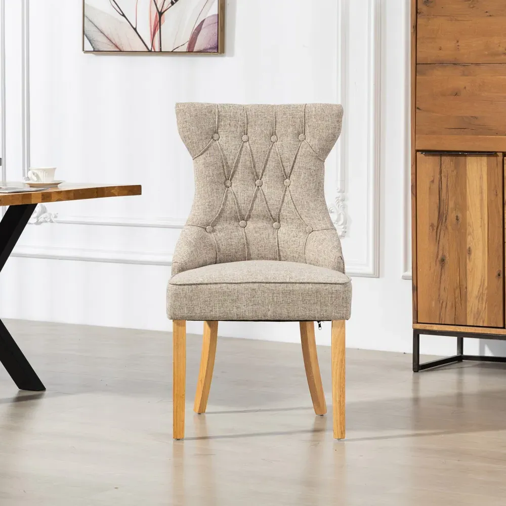 Tiana Set of 2 Dining Chairs - Light Brown, Fabric