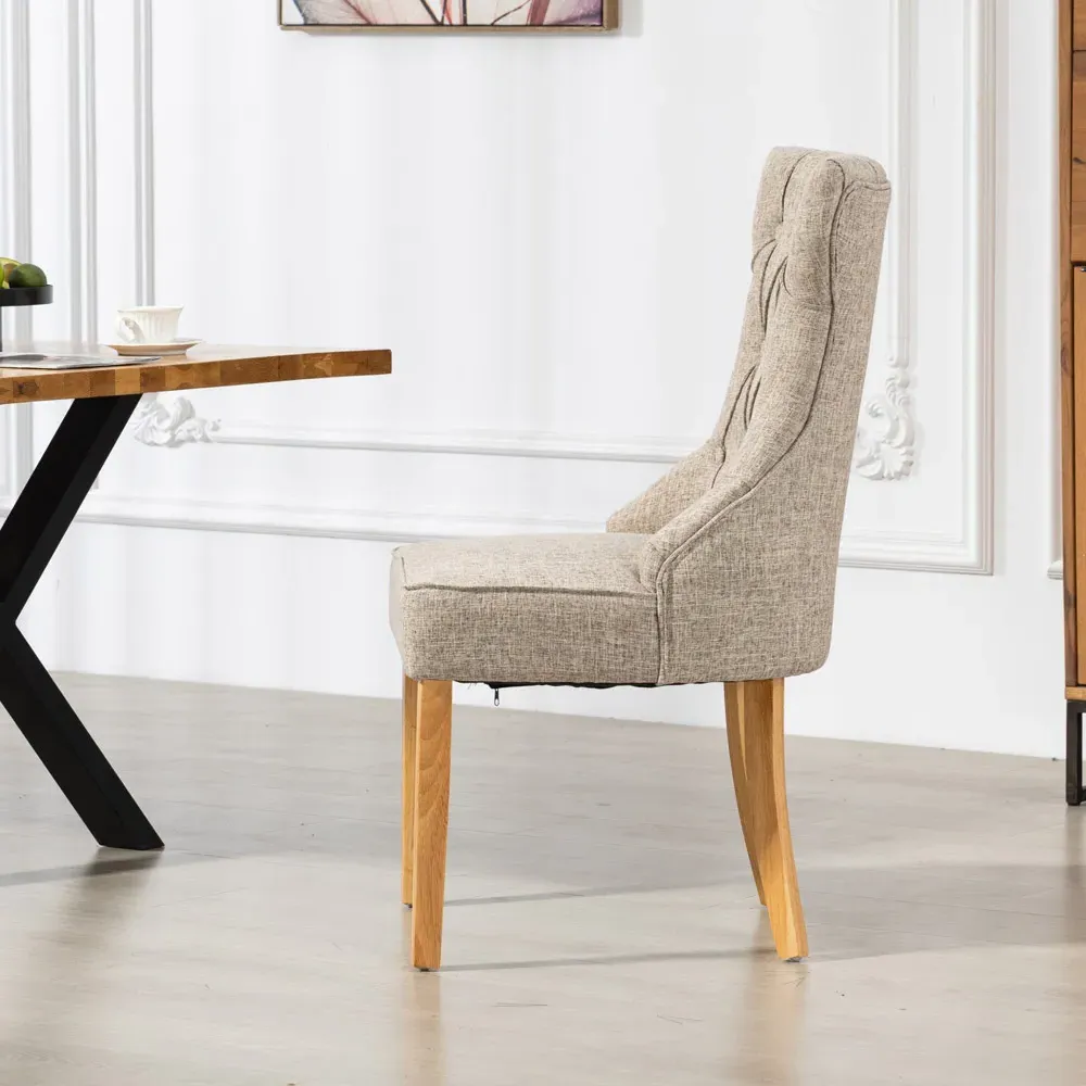 Tiana Set of 2 Dining Chairs - Light Brown, Fabric