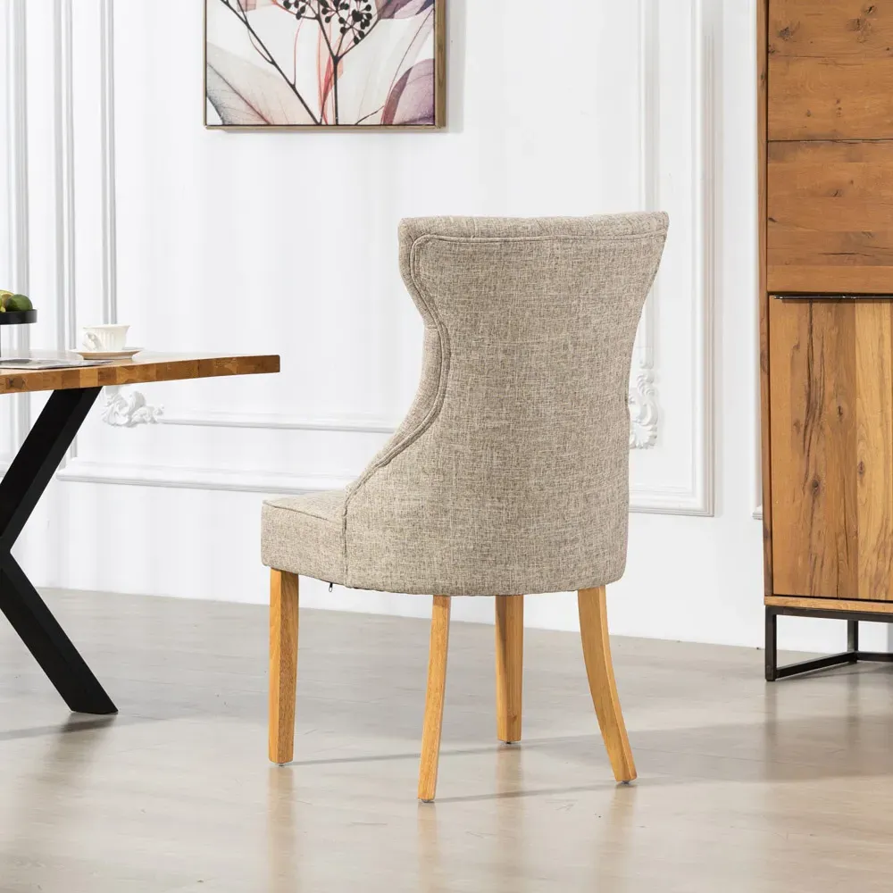 Tiana Set of 2 Dining Chairs - Light Brown, Fabric