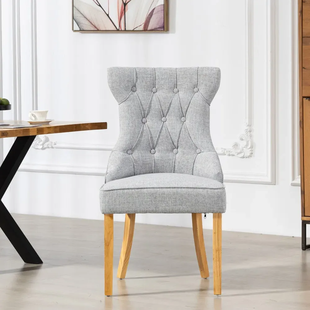 Tiana Set of 2 Dining Chairs - Light Grey, Fabric