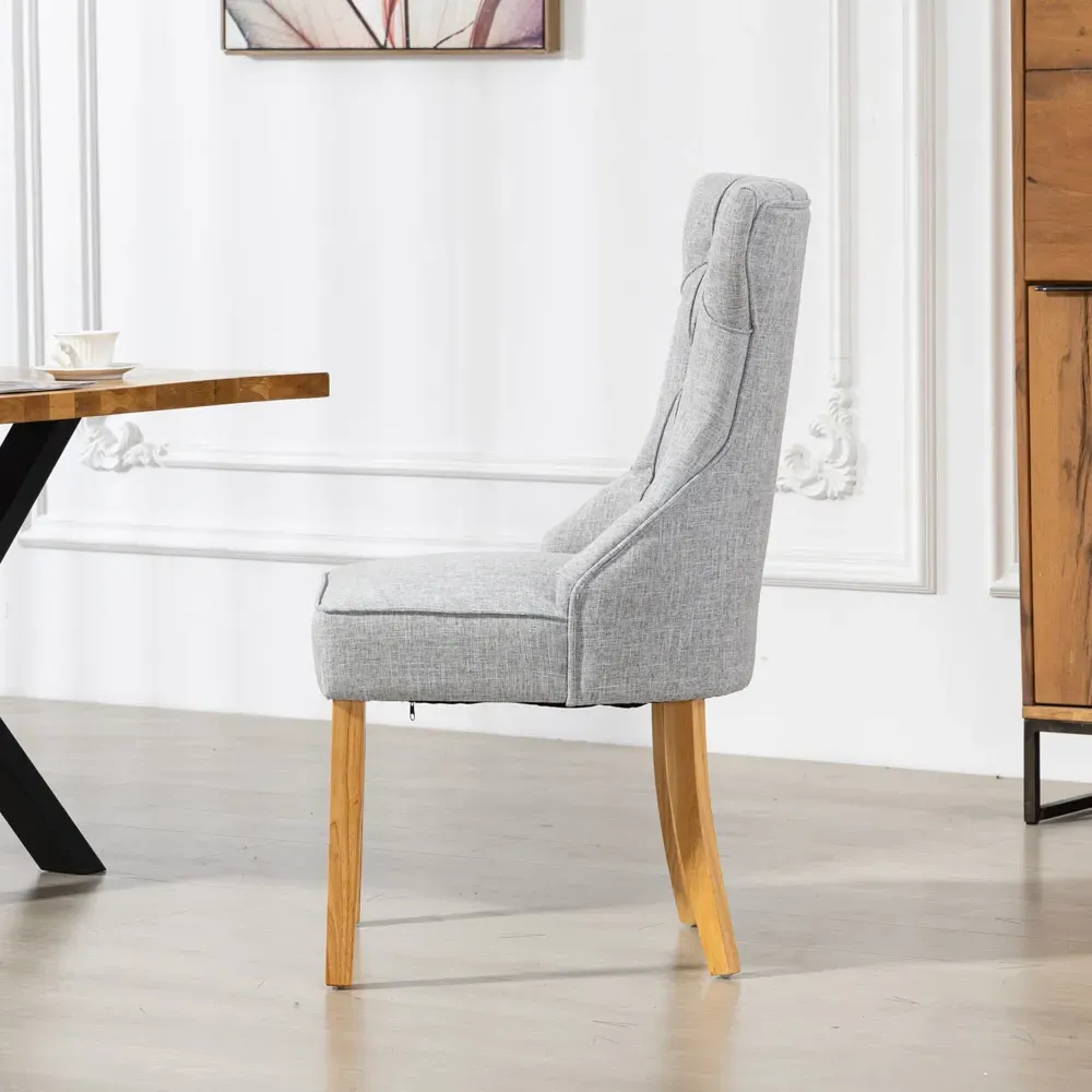 Tiana Set of 2 Dining Chairs - Light Grey, Fabric