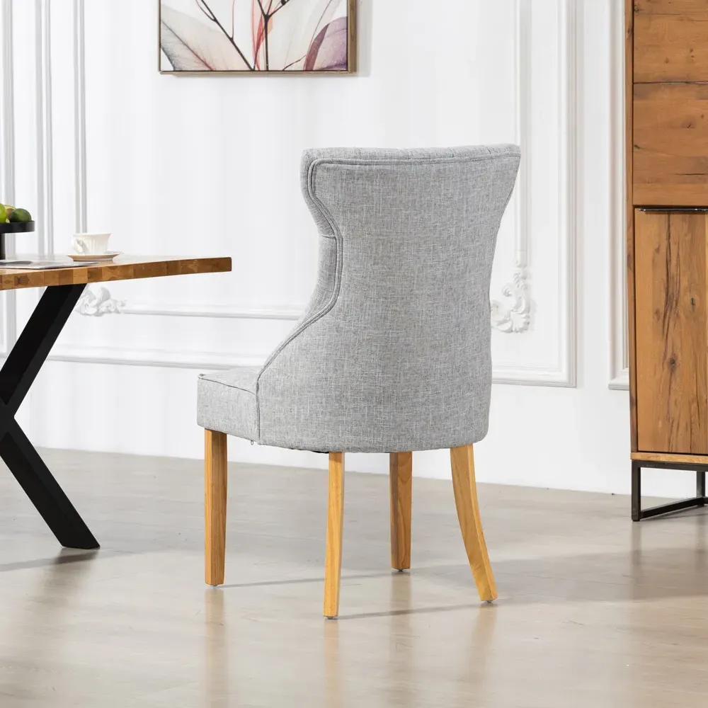 Tiana Set of 2 Dining Chairs - Light Grey, Fabric