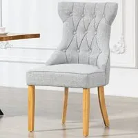 Tiana Set of 2 Dining Chairs - Light Grey, Fabric