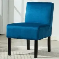 Valina Armless Accent Chair - Blue, Velvet