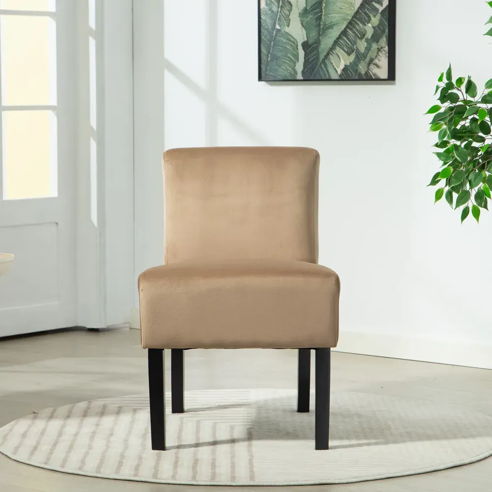 Valina Armless Accent Chair - Brown, Velvet